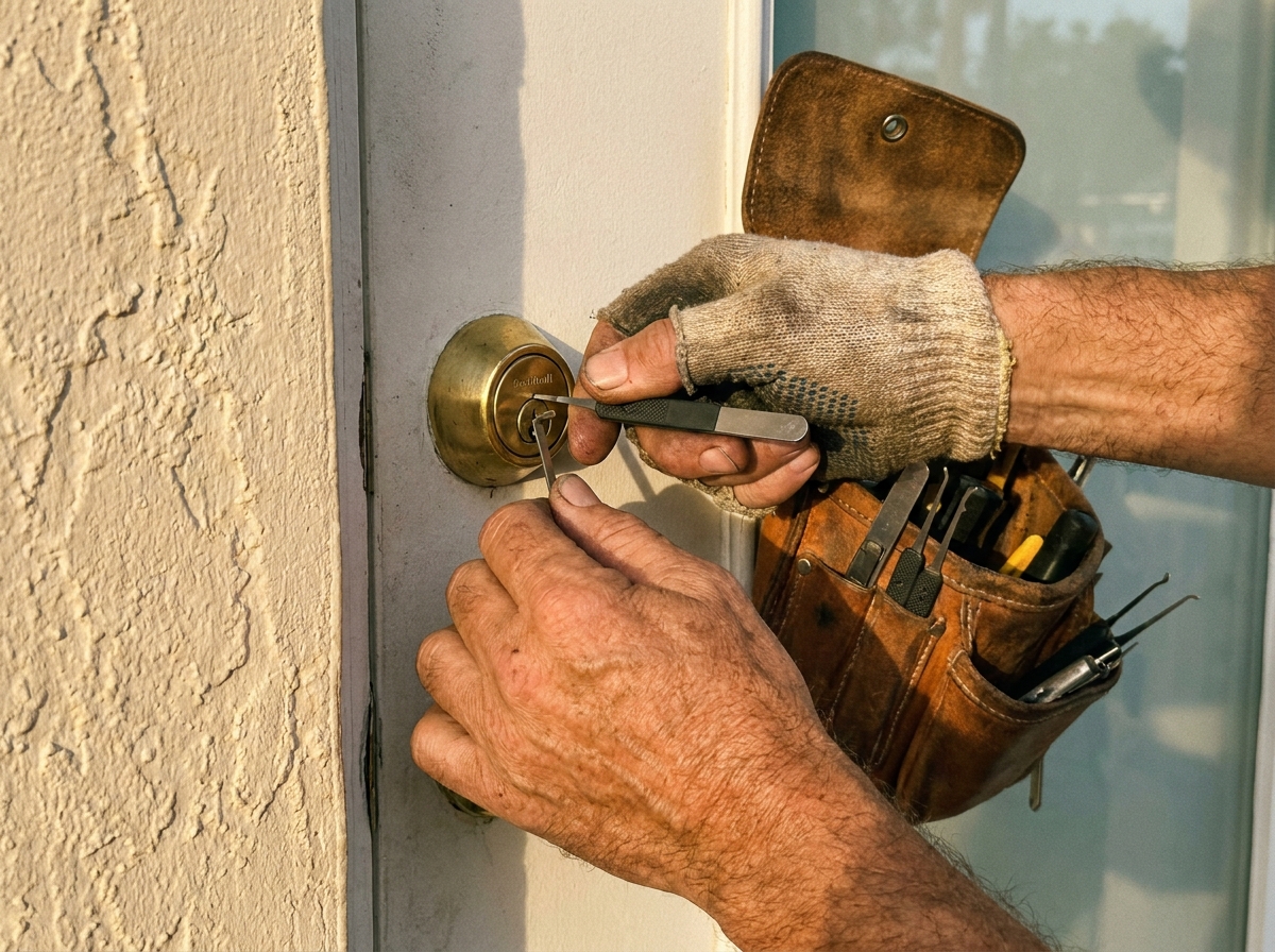 Locksmith technician at work